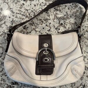 Coach Ivory and Chocolate Leather Shoulder Bag